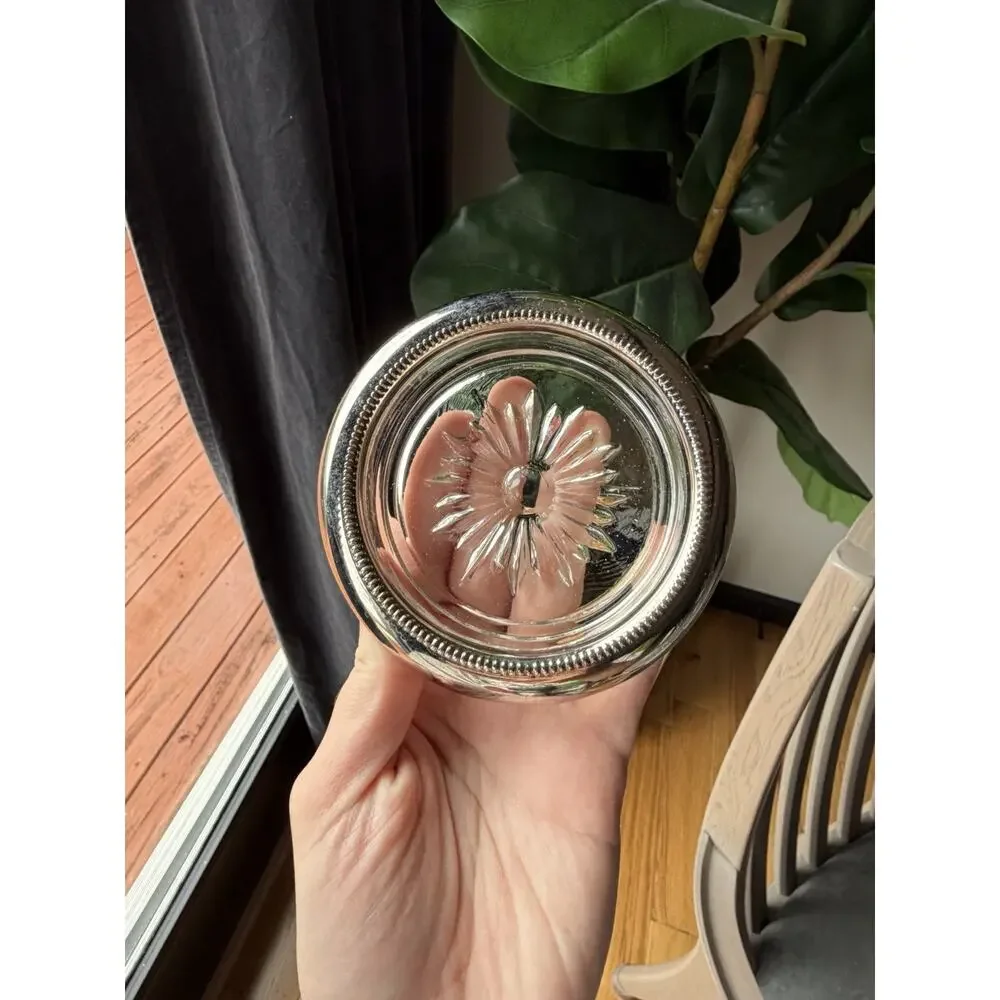 Set of 3 Leonard Silver-Plated Glass Coasters Vintage Starburst Design Hong Kong